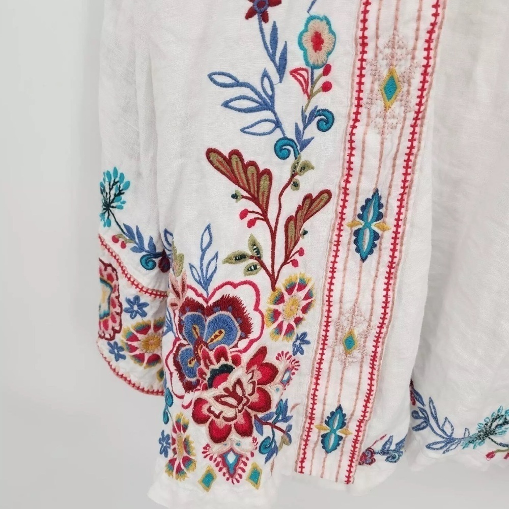 JOHNNY WAS SICILIA EMBROIDERED LINEN KIMONO NWT - Picture 10 of 11